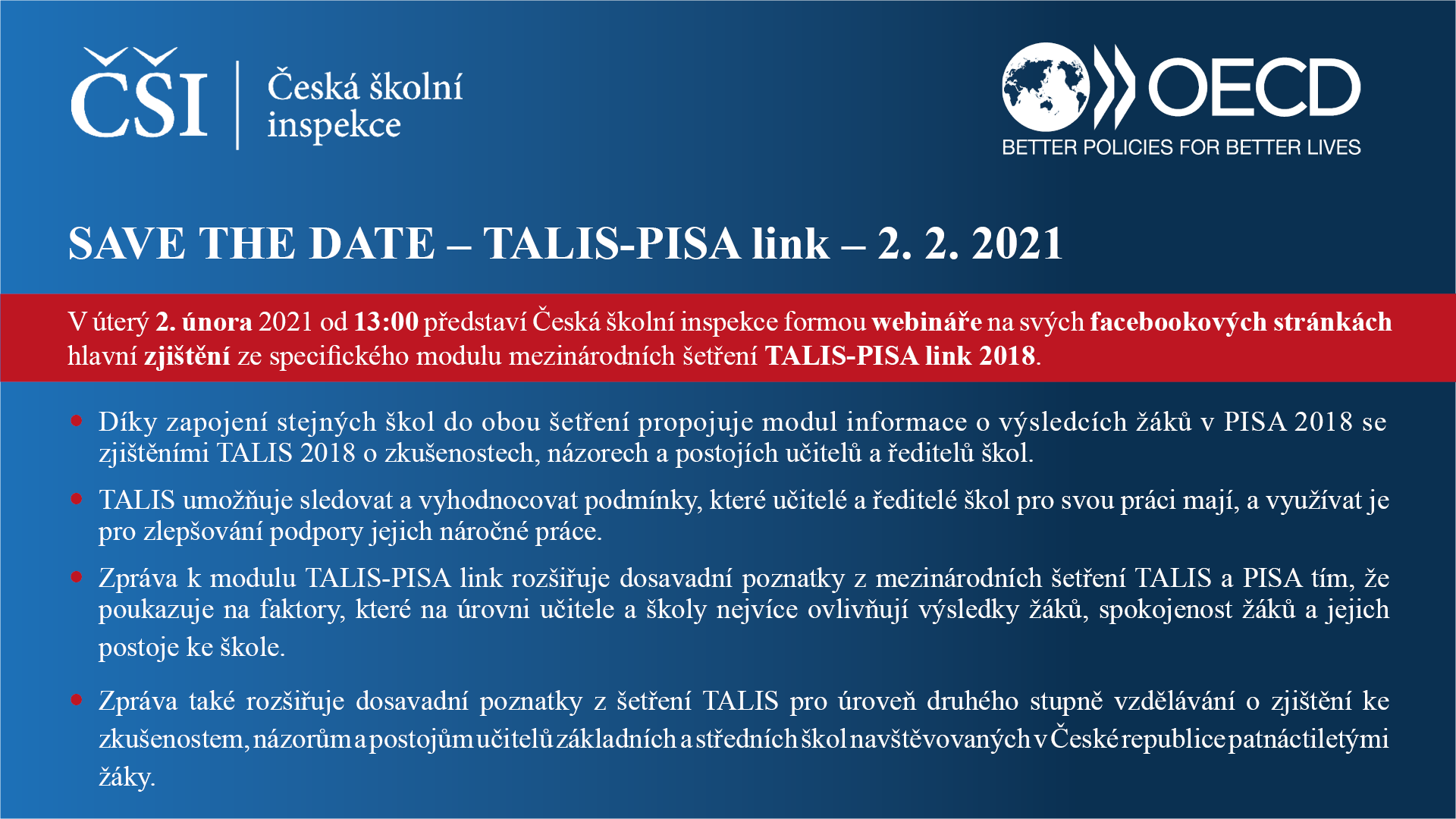 SAVE THE DATE - TALIS-PISA link - 2. 2. 2021